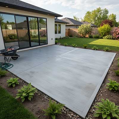 New concrete patio installation in Lakeshore.