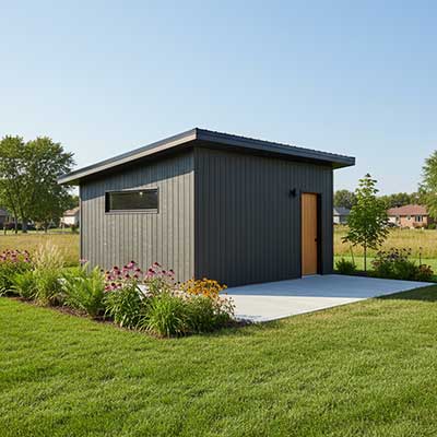 New concrete shed pads and slabs.