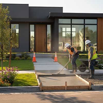 Concrete contractors at work at Leamington jobsite.